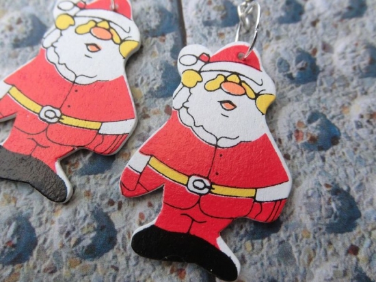 Preview: Weihnachtsmann Holz Ohrringe Weihnachten Christmas